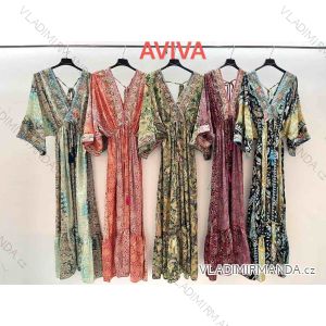 Šaty dlhé letný dlhý rukáv dámske (S/M/L ONE SIZE) INDICKÁ MÓDA IMWKA252251