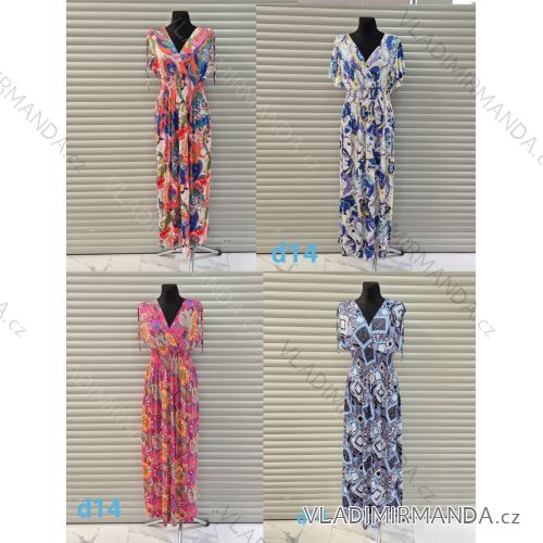 Šaty dlhé letné krátky rukáv dámske nadrozmer (M-2XL) IMWDF252262