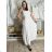 Šaty dlhé letné na ramienka dámske nadrozmer LEONA (M/L - XL/XXL ONE SIZE) IMWGD25V063/DR M / L biela