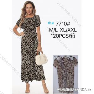 Šaty dlhé letné leopardí krátky rukáv dámske nadrozmer (M/L - XL/XXL) IMWDF257710