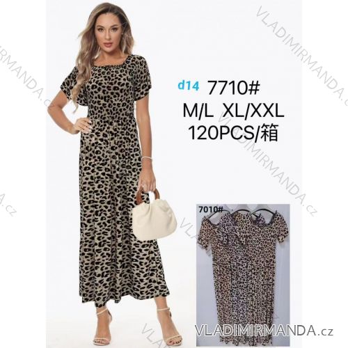 Šaty dlhé letné leopardí krátky rukáv dámske nadrozmer (M/L - XL/XXL) IMWDF257710