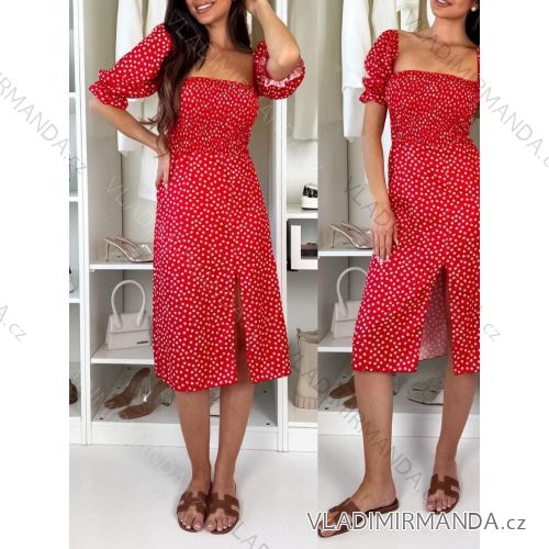 Šaty letné kvetované, citrónky lemon a bodka krátky rukáv dámske (XS/S/M ONE SIZE) TALIANSKA MÓDA IMWGB252281