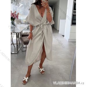 Šaty voľnočasové letné mušelínové krátky rukáv dámske (S/M/L ONE SIZE) TALIANSKA MÓDA IMWGB252284
