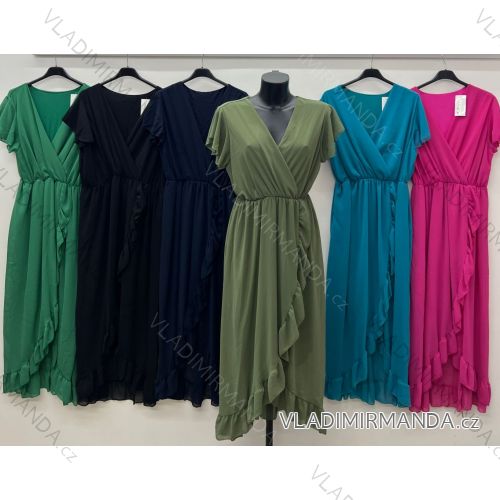 Šaty šifónové letné krátky rukáv dámske nadrozmer (42/44/46 ONE SIZE) TALIANSKA MÓDA IM425462