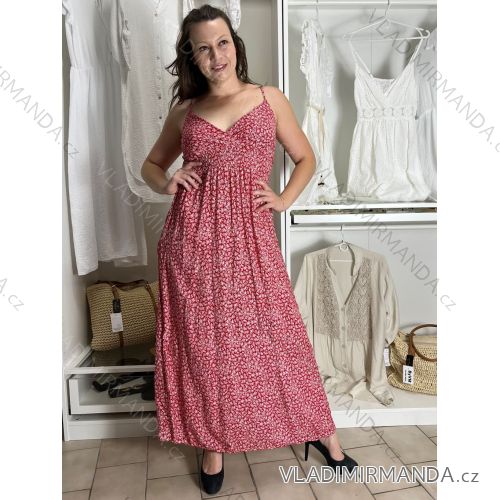 Šaty dlhé letné na ramienka dámske nadrozmer BELLA (M/L - XL/XXL ONE SIZE) IMWGD25V084