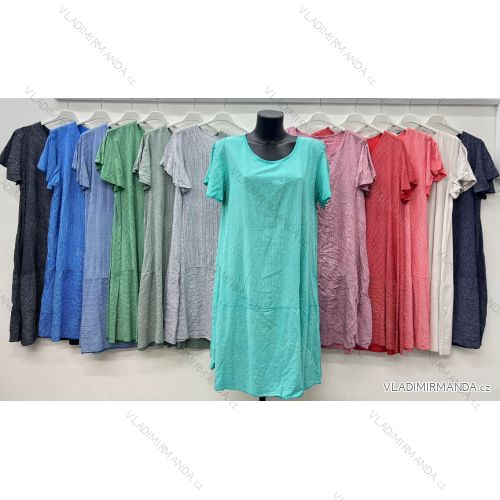 Šaty voľnočasové letné oversize prúžok krátky rukáv dámske nadrozmer (46/48/50 ONE SIZE) TALIANSKA MÓDA IM425469