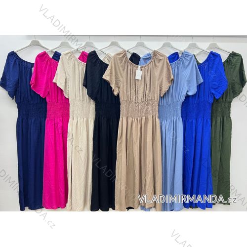 Šaty letné krátky rukáv dámske nadrozmer (50/52/54 ONE SIZE) TALIANSKA MÓDA IM425472