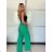 Nohavice dlhé letné dámske (S/M/L ONE SIZE) TALIANSKA MODA IM7250004/DU - zelená - S/M/L