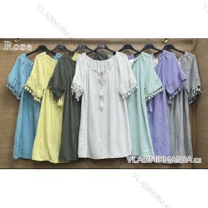 Tunika letná mušelínová krátky rukáv dámska (S/M/L ONE SIZE) TALIANSKA MÓDA IMWBR252305