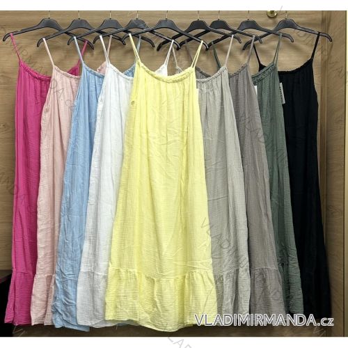 Šaty voľnočasové letné mušelínové na ramienka dámske (S/M/L ONE SIZE) TALIANSKA MÓDA IMWBR252306