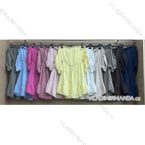 Šaty krátke letné mušelínové krátky rukáv dámske (S/M/L ONE SIZE) TALIANSKA MÓDA IMWBR252308