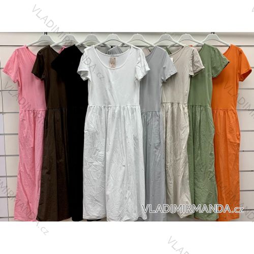 Šaty voľnočasové letné krátky rukáv dámske (S/M/L ONE SIZE) TALIANSKA MÓDA IMWCP252337