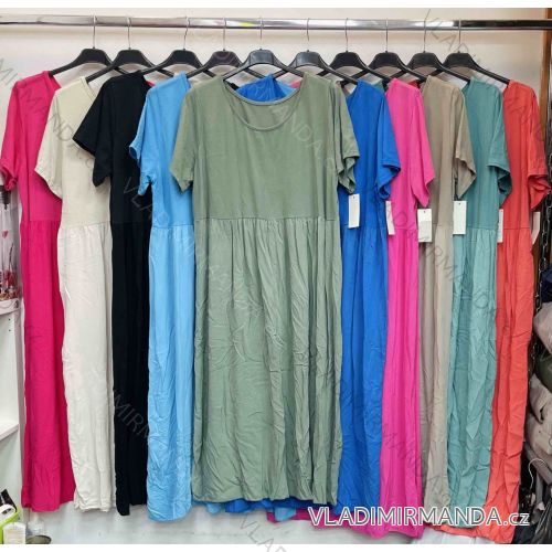 Šaty voľnočasové letné krátky rukáv dámske (S/M/L ONE SIZE) TALIANSKA MÓDA IMWDL252344