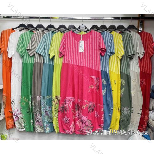 Šaty voľnočasové letné oversize krátky rukáv dámske nadrozmer (42/44/46 ONE SIZE) TALIANSKA MÓDA IMWDL252346