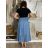 Šaty alá sukne letné žabičkování riflové dámska (S / M / L ONE SIZE) TALIANSKÁ MÓDA IM721076/DUR sv. modrá S/M/L