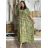 Šaty voľnočasové letné krátky rukáv dámske nadrozmer LAJLA  (54/56/58 ONE SIZE) INDICKÁ MÓDA PME25N-5611-D/DR 54/56/58 zelená khaki