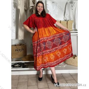 Šaty voľnočasové letné krátky rukáv dámske nadrozmer LAYLA (54/56/58 ONE SIZE) INDICKÁ MÓDA PME25N-5582-L/DR