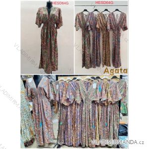 Šaty dlhé letné krátky rukáv dámske (S/M/L ONE SIZE) INDICKÁ MÓDA IMWKA252387