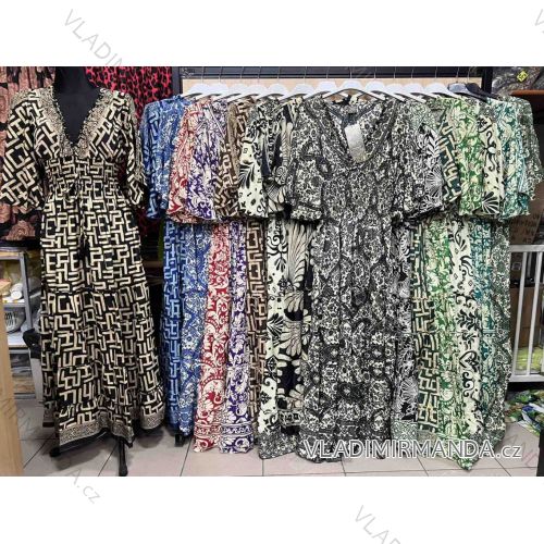 Šaty dlhé letné 3/4 dlhý rukáv dámske (S/M/L ONE SIZE) INDICKÁ MÓDA IMWKA252388