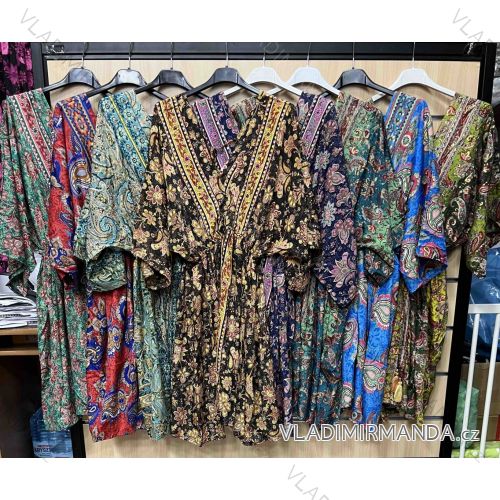 Šaty letný dlhý rukáv dámske (S/M/L ONE SIZE) INDICKÁ MÓDA IMWKA252397