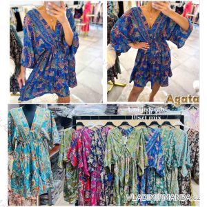 Šaty krátke letný dlhý rukáv dámske (S/M/L ONE SIZE) INDICKÁ MÓDA IMWKA252398
