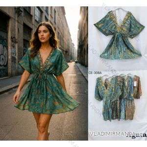 Šaty krátke letné krátky rukáv dámske (S/M/L ONE SIZE) INDICKÁ MÓDA IMWKA252399