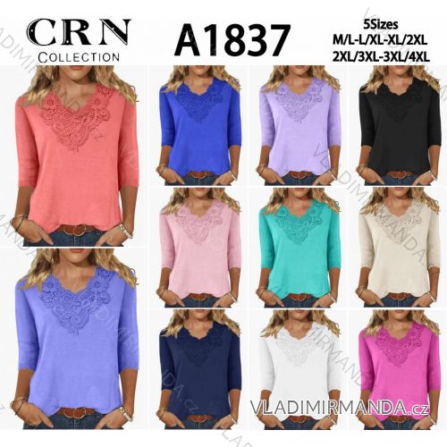 Tričko krajkové 3/4 dlhý rukáv dámske nadrozmer (M-4XL) IMWCRN252401