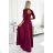 Šaty dlhé elegantné dámske (2XL) Polská MÓDA NUMECO25309-9/DU XXL vínová