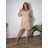 Šaty spoločenské elegantný krátky rukáv dámske nadrozmer ALDONA (40-50 ONE SIZE) POLSKÁ MÓDA PMLBT25ALDONA-1/DUR 40 ružová staroružová