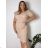 Šaty spoločenské elegantný krátky rukáv dámske nadrozmer ALDONA (40-50 ONE SIZE) POLSKÁ MÓDA PMLBT25ALDONA-1/DUR 40 ružová staroružová