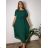 Šaty elegantné šifónové krátky rukáv dámske nadrozmer (44/46/48) ONE SIZE) TALIANSKA MóDA IM425035/DUR 46/48 čierna