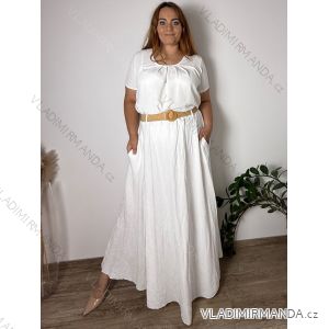 Sukňa mušelínová dlhá s páskem dámska nadrozmer ERIKA (48/50/52 ONE SIZE) TALIANSKA MÓDA IM425486/DUR