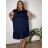 Šaty oversize letný krátky rukáv dámske nadrozmer ISABEL (48/50/52 ONE SIZE) TALIANSKA MÓDA IM425023/DU  tmavo modrá