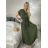 Šaty dlhé letné skládané krátky rukáv dámske ZUZA (S/M/L ONE SIZE) TALIANSKA MÓDA 	 IMD251761
