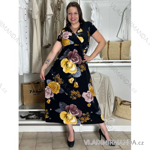 Šaty dlhé letné krátky rukáv dámske (VESNA S/M/L ONE SIZE) TALIANSKA MóDA IM3251111-1/DU S/M/L čierna