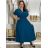 Šaty dlhé elegantný letný krátky rukáv dámske nadrozmer ASTRA (42/44/46 ONE SIZE) TALIANSKA MÓDA IM425422