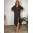 Šaty dlhé letné mušelínové krátky rukáv dámske JANET (44/46/48 ONE SIZE) TALIANSKA MÓDA IMWBR252312/DUR 44/46/48 hnedá