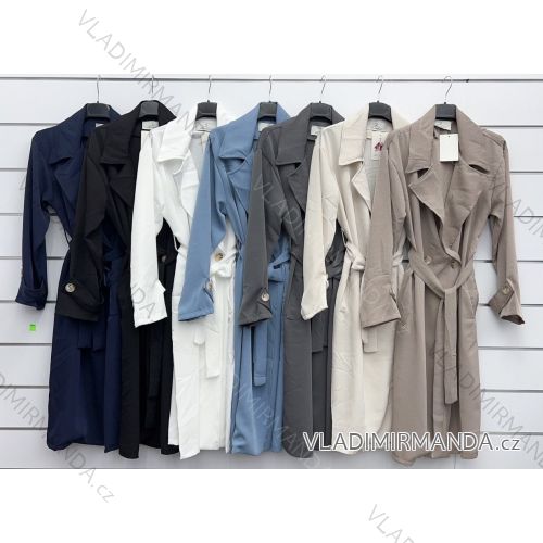 Kabát dlouhý slabý s páskem dlouhý rukáv dámský (S/M/L ONE SIZE) ITALSKÁ MÓDA IMWKK252575