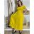 Šaty dlhé letné krátky rukáv dámske (S/M/L ONE SIZE) TALIANSKA MÓDA IM425MARIA-M/DU  žlutá S/M/L