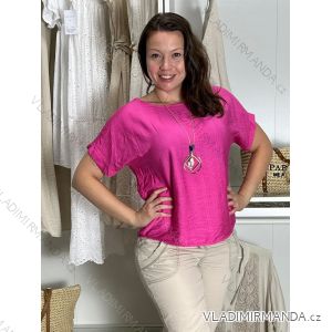Tunika s príveskom krátky rukáv dámska BEATA  (M/L/XL ONE SIZE) TALIANSKA MÓDA IMWH25303