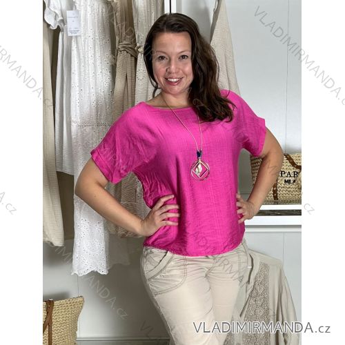 Tunika s príveskom krátky rukáv dámska BEATA  (M/L/XL ONE SIZE) TALIANSKA MÓDA IMWH25303