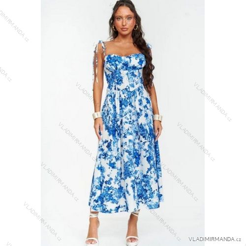 Šaty dlhé letné na ramienka dámske Viviana (XS/S/M ONE SIZE) TALIANSKA MÓDA IMPBB25B23868-1/DUR modrá XS/S/M