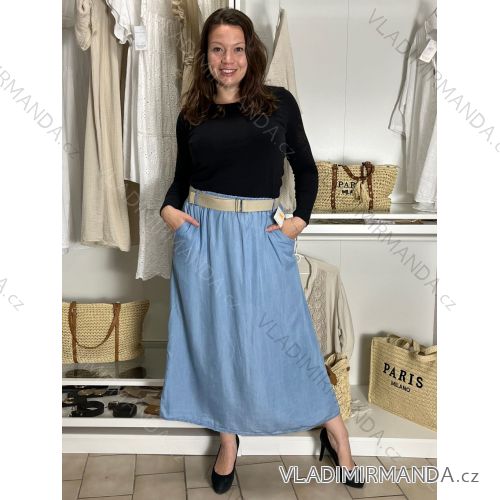 Sukňa dlhá s opaskom dámska NINA (S/M/L ONE SIZE) TALIANSKA MÓDA IM42511112/DU S/M/L svetlo modrá