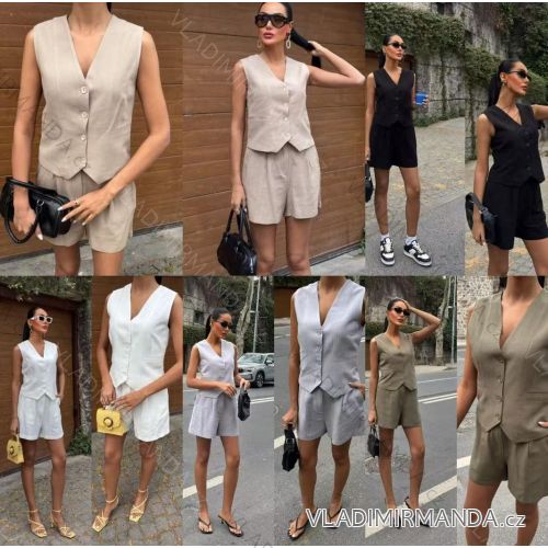 Súprava elegantná vesta bez rukávov a kraťasy dámska (XS/S/M ONE SIZE) TALIANSKA MÓDA IMM25M12099