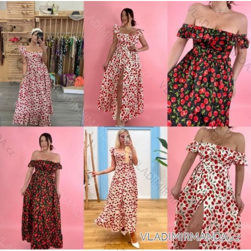 Šaty dlhé carmen cez prsia letné kvetované dámske (XS/S/M ONE SIZE) TALIANSKA MÓDA IMM25M34776