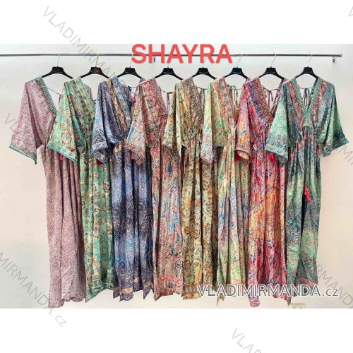 Šaty dlhé letné krátky rukáv dámske (S/M/L ONE SIZE) INDICKÁ MÓDA IMM252598