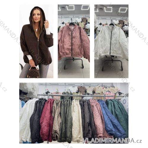 Bunda jesenná s kapucňou dlhý rukáv dámska nadrozmer (50/52/54 ONE SIZE) TALIANSKA MÓDA IMWDV252609