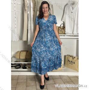 Šaty dlhé letné krátky rukáv dámske nadrozmer FREJA (M/L-XL/2XL) IMWDF256984/DUR