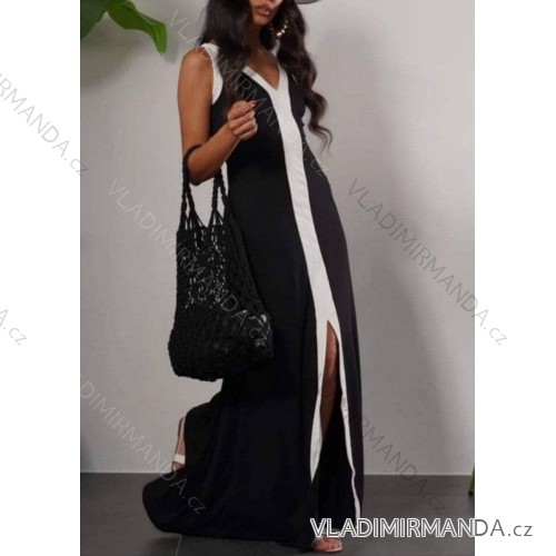 Šaty dlhé letné na ramienka dámske SIMONE (S/M/L ONE SIZE) TALIANSKA MÓDA IMPOC259655/DUR S/M/L čierna