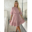 Šaty letný mušelín krátký dlhý rukáv dámske BELLA (S/M/L ONE SIZE) TALIANSKA MÓDA IMWGS251112/DU S/M/L béžová